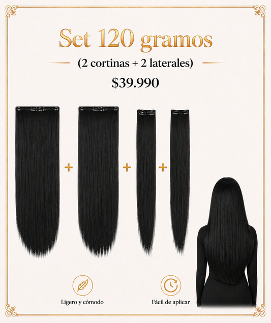 CORTINAS LISTAS PARA INSTALAR 🤩 💇‍♀️ Con clip / Fibra orgánica premium / Set 120 gramos / 2 cortinas + 2 laterales