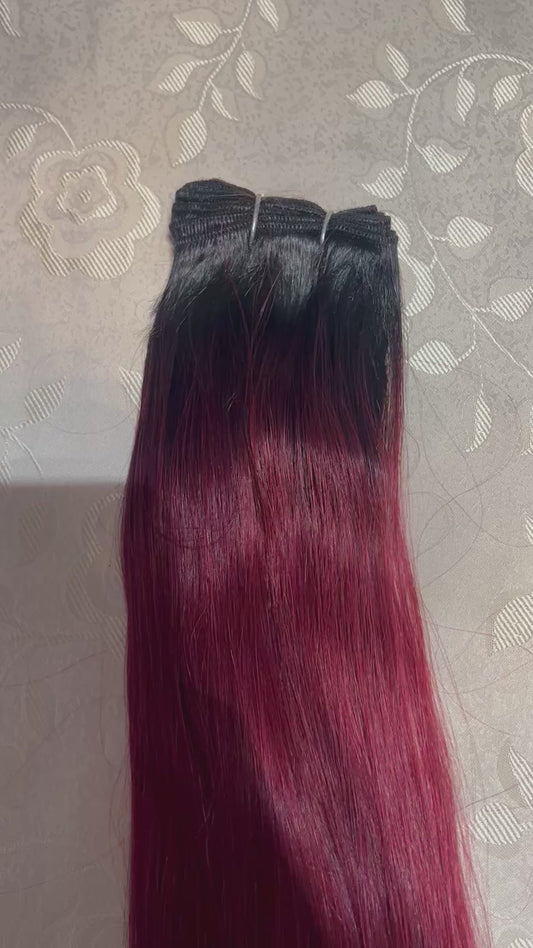 Extensión fibra orgánica, mazo de 150 gr, 4 metros x 70 cm/ tono: rojo raíz negra